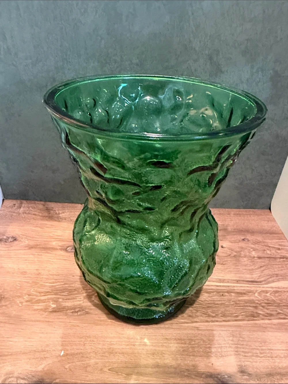 E O Brody Vintage Green Textured Glass Decorative Vase